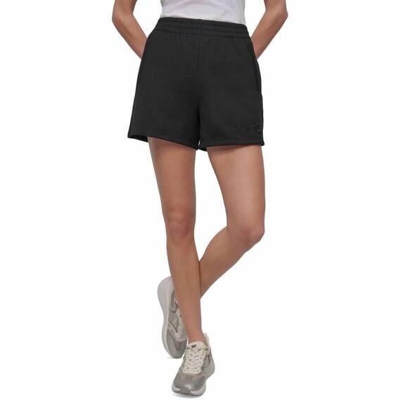 DKNY Pants - NEW DKNY varsity embroidered logo smocked 4" short in black